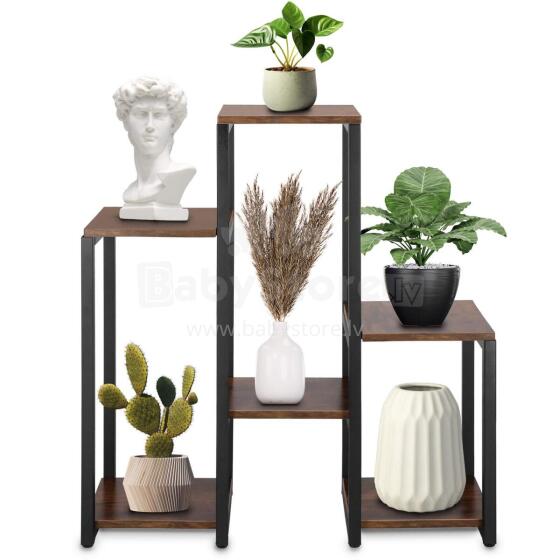 Metal flower stand with 6 shelves Springos GA0208 79 cm loft black, dark brown