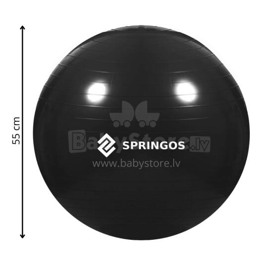 Fitness exercise ball with pump Springos FB0013, 55 cm, black