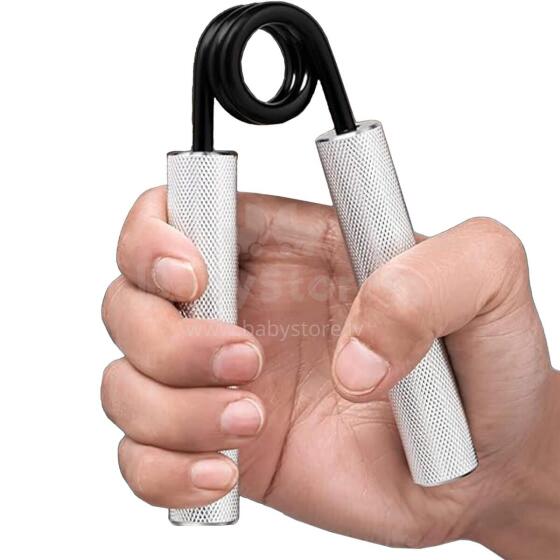 Metal hand gripper, resistance 45 kg for hand exercises, Springos FA0149, silver-black