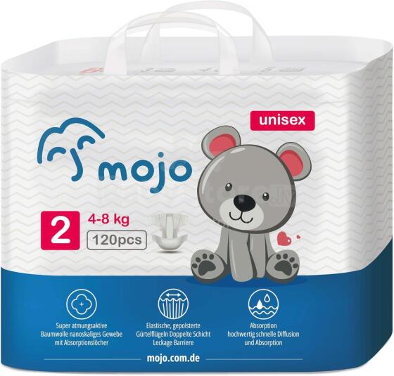 Mojo Baby Nappies Art.121310 Экологические подгузники-трусики 2 размер, 4-8 кг