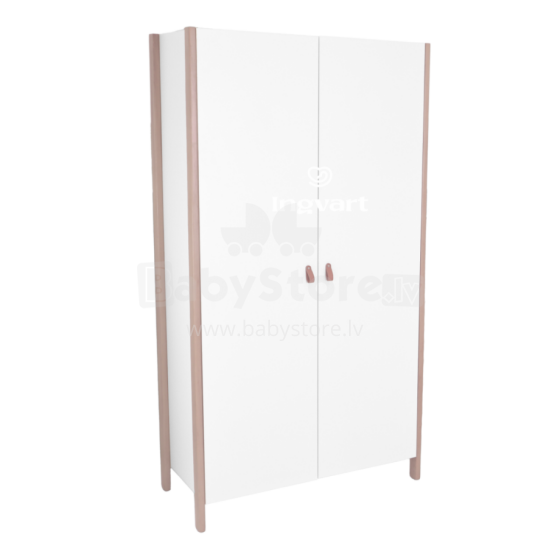 La Bebe™  Scandi Wardrobe Art.227072 White/Cappucino Divu durvju koka skapis