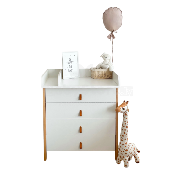 La Bebe™  Scandi Art.227076 White  Kumode ar koka pārtināmu virsmu