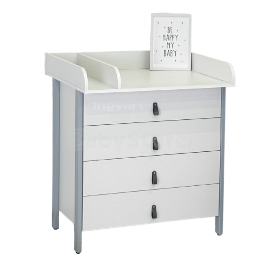La Bebe™ Scandi Art.227079 White/Grey Kumode ar koka pārtināmu virsmu