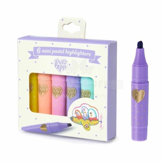6 mini highlighters - Pastel colours