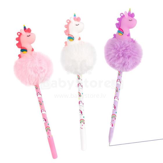 Dreamland - Pom-pom gel pen with unicorn topper (1 pc., 3 designs)