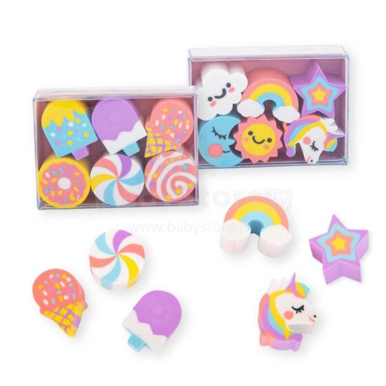 Eraser - Unicorn & Candy Box Set of 6, 2 assorted