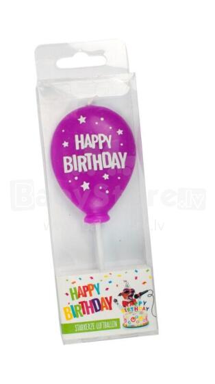 Birthday Fun - balloon candle on a stick, 6 designs assorted