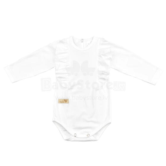 BABY 01377 Bērnu bodijs ar garām piedurknēm Ruffle Ecru 56/62