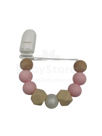 BABY 01437 Pacifier Holder Crystal PINK/PEARL