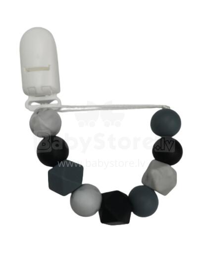 BABY 01440 Pacifier Holder Crystal BLACK/GREY