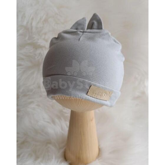 BABY 01577 Bērnu cepure ar ausīm džersija Pelēka 6-9m
