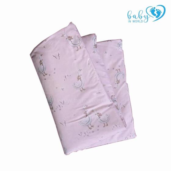 BABY 01626 Quilt and pillow 65x75 25x30 Pink Geese