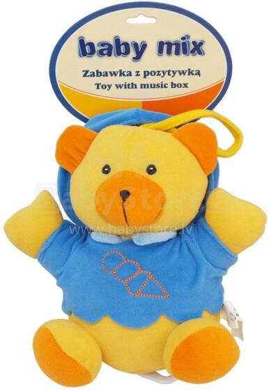 BABY MIX TK/P/1034-0300 Мягкая музыкальная шкатулка Медвежонок в синей куртке 17218
