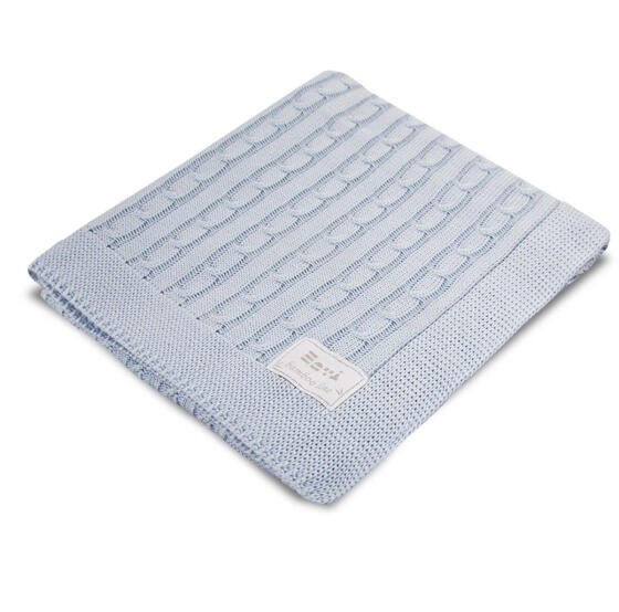 EWA 729002 Bamboo blanket light blue braid
