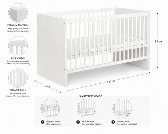 Klups Dalia Art.233085  Children's wooden crib 120x60 cm