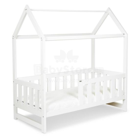 Klups Liv Art.233100 White Wooden crib-house 160x80cm