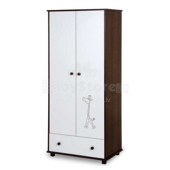 KLUPŚ Two-door wardrobe SAFARI ŻYRAFKA white-walnut
