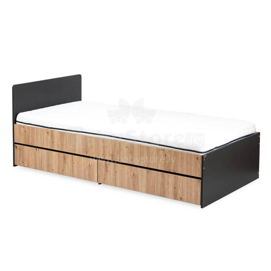 LITTLE SKY by KLUPŚ Youth bed with drawer DALIA anthracite-oak 200x90