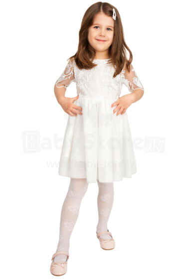 NOVITI RM006-G-02 Communion tights white with flowers 152/158*