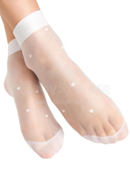 NOVITI SM004-G-01 Socks 20den white dots 2-pack onesize