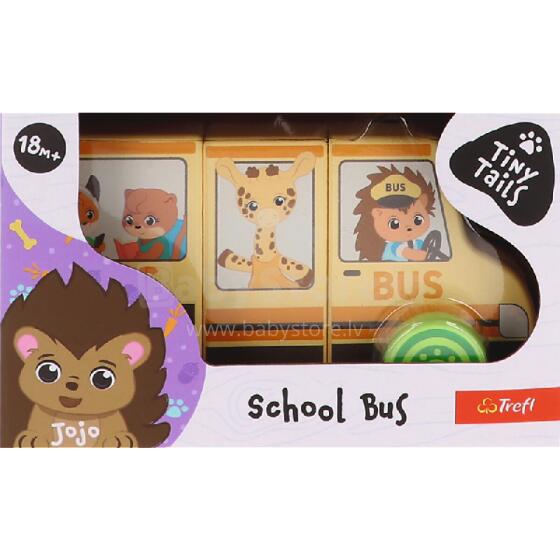 TREFL 61788 Wooden toy Magnetic vehicle - School Bus Tiny Tails