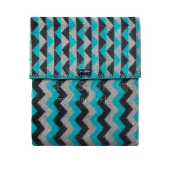 WOMAR Cotton Blanket 75x100 Z Zigzag graphite with gray and turquoise*