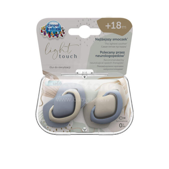CANPOL 22/657 Soothing silicone symmetrical pacifier 18+ months Pure Color blue