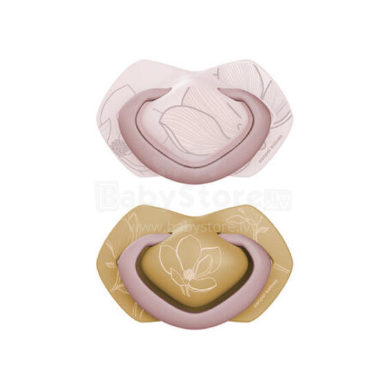 CANPOL 22/664 Soothing silicone symmetrical pacifier 0-6 months GOLD 2 pcs pink