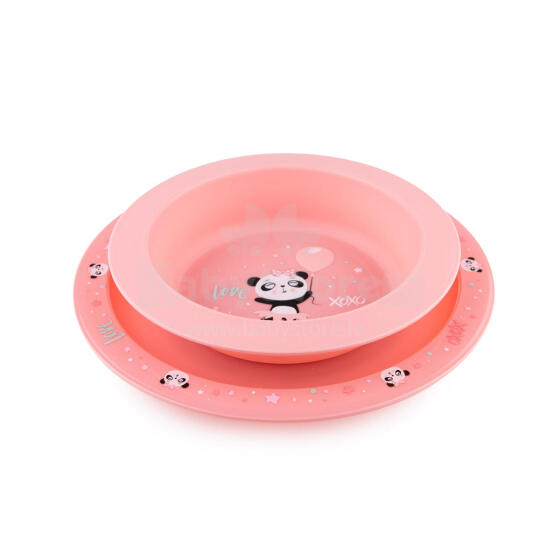CANPOL 56/523 Set of dishes 2 pieces Exotic Animals pink