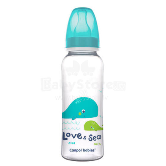 CANPOL 59/400 Narrow bottle 250ml PP LOVE&amp;SEA turquoise