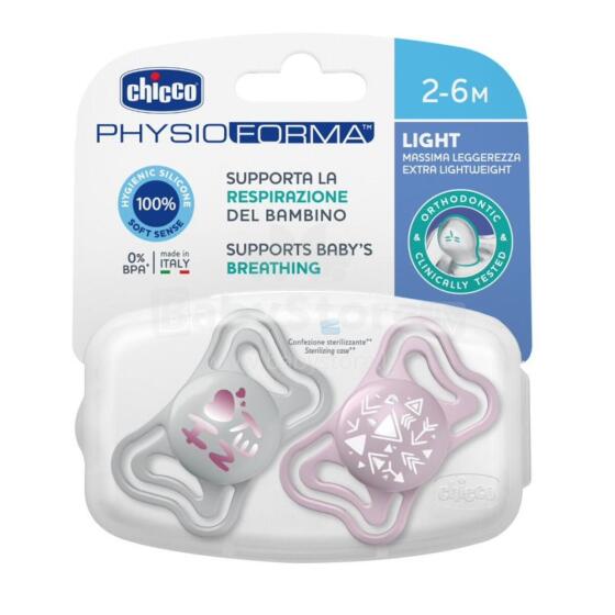 CHICCO 00071037110000 Pacifier PHYSIO LIGHT 2-6M sil 2 pcs pink