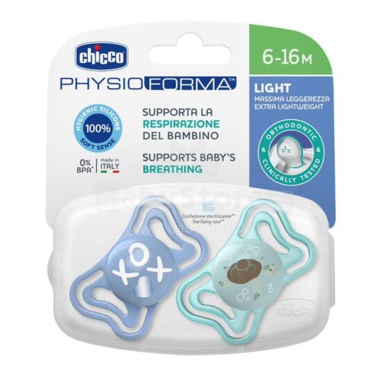 CHICCO 00071038210000 Pacifier PHYSIO LIGHT 6-16M sil 2 pcs blue