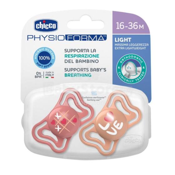 CHICCO 00071039110000 Pacifier PHYSIO LIGHT 16-36M sil 2 pcs pink