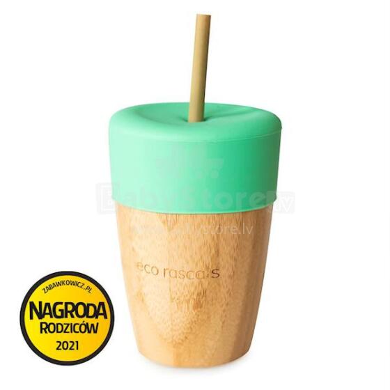 ECORASCALS Bamboo cup with a capacity of 240 ml and a silicone cover, green