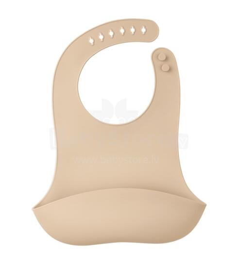 Mombella 01519 Silicone Bib with Pocket Light Brown
