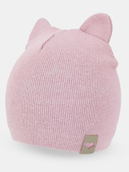 NOVITI CP052-G-02 Double stripe hat with ears, powder pink, 44/46 cm