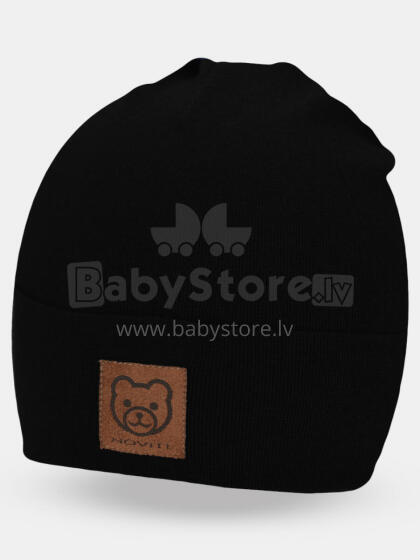 NOVITI CP059-B-01 Double cotton folded cap, teddy bear, black, 44/46 cm