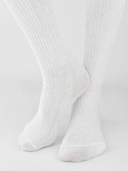 NOVITI RB011-G-01 Cotton tights striped braid white 104/110