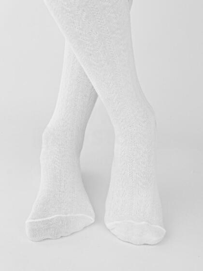 NOVITI RB012-G-01 Cotton tights striped herringbone white 92/98