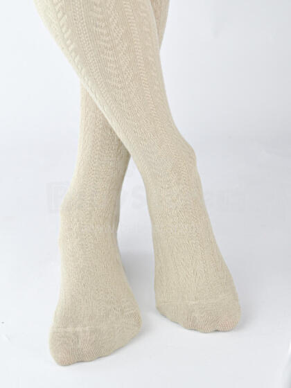 NOVITI RB012-G-02 Cotton tights striped herringbone light beige 128/134