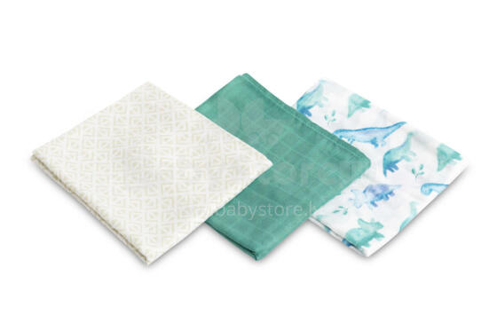 BAMBOO DIAPER 3-PACK DINO GREEN 70X80
