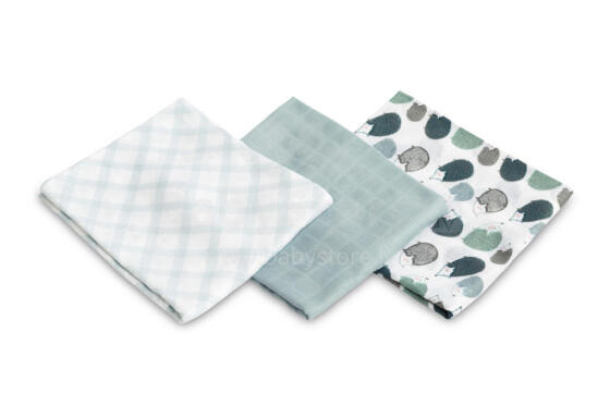 BAMBOO DIAPER 3-PACK HEDGEHOG BLUE 70X80