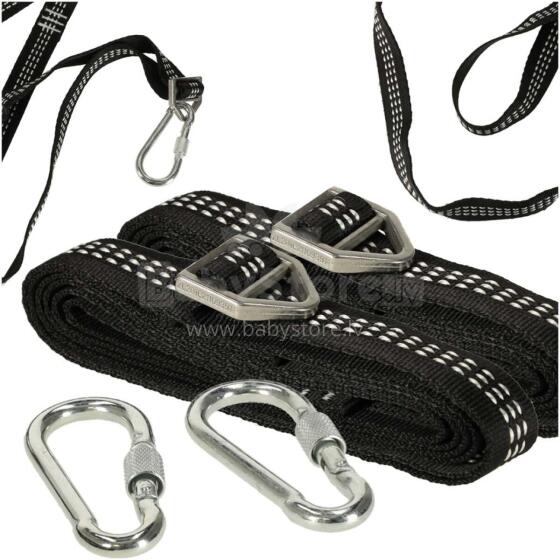Ikonka Art.KX3302 Šūpoļu stiprinājuma montāžas komplekts šūpuļtīkla siksna + karabīne