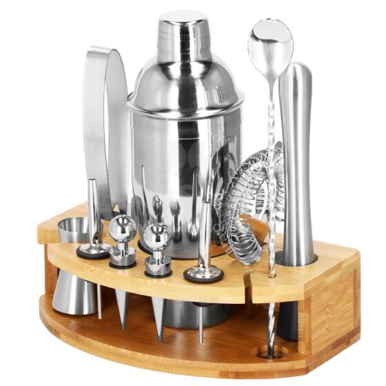 Bartender Set Shaker Stand Springos KI0012 12 pcs. Silver