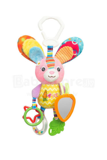 COLORFUL TRAVEL RATTLE BUNNY
