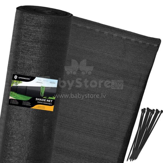 Ēnošanas tīkls Springos SN0040 140 g/m2 1,5x10m 50 Kabeļu saites melnās
