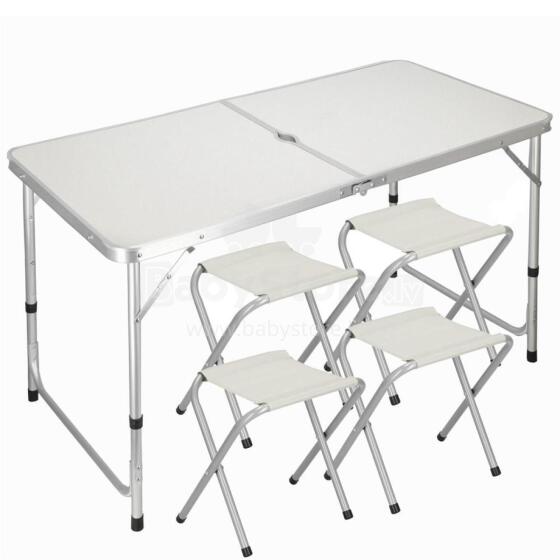 Camping table with 4 chairs Springos CS0035 cream color