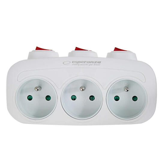 ESPERANZA ELEC. SOCKET SPLITTER 3 SOCKETS SWITCH WHITE