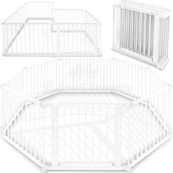 Kidu® Wood Playpen XXL  Art.237354 White Koka manēža no 8 elementiem