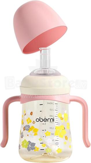 Oberni Learning Cup Art.237420 Pink  Обучающая кружка с трубочкой для питья с 6 месяцев,240мл